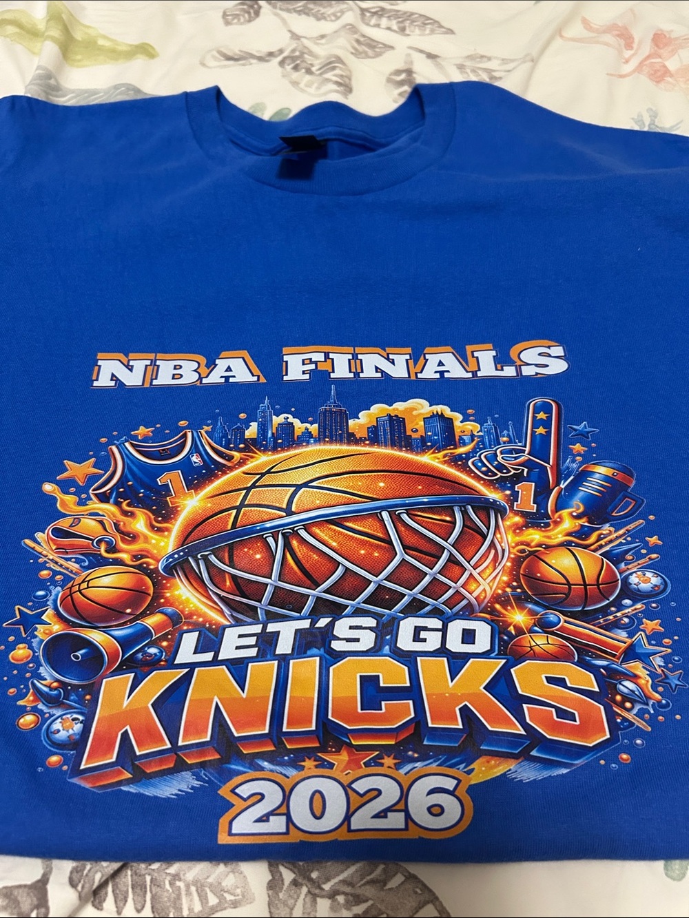 Lets Go Knicks 2026 NBA Finals Blue Graphic Tee